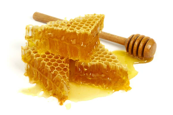 Honeycomb Curative Propolis Isolated White Background Wild Bee Honey — Fotografia de Stock