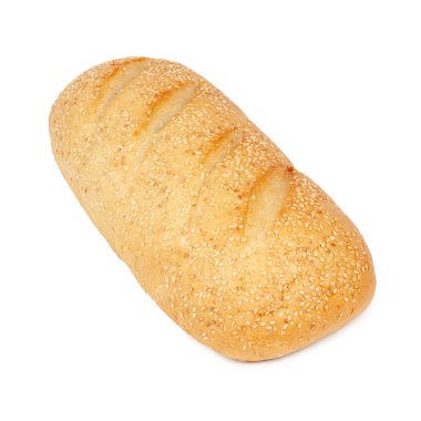 White bread with sesame seeds, cut out on white background.