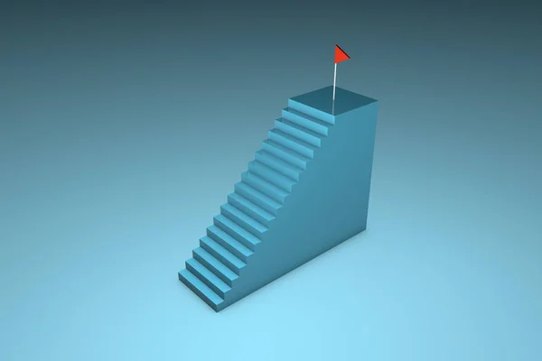 Climbing the ladder to the goal, motivation and career growth. 3d render.