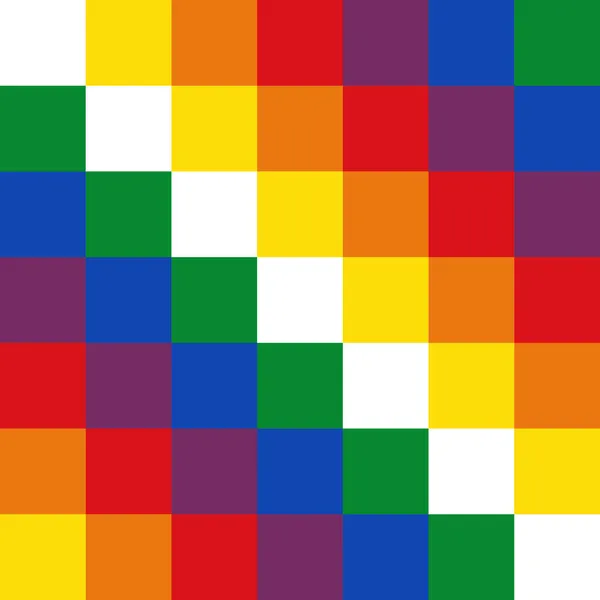 Ιθαγενείς Wiphala Βολιβιανή Σημαία Banner Χρώμα Κόκκινο Κίτρινο Πορτοκαλί Πράσινο — Διανυσματικό Αρχείο