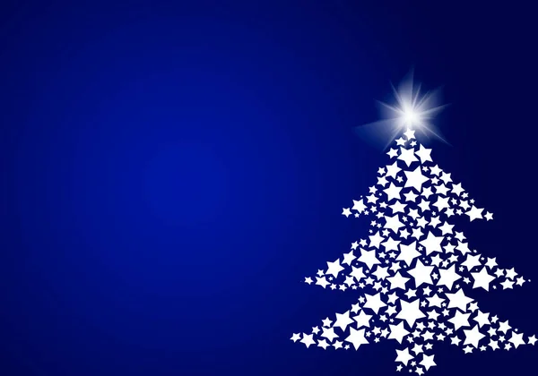 Weihnachten Blauer Hintergrund Mit Weihnachtsbaum — Stockfoto