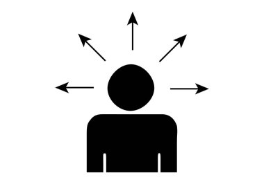 Karar vermeyi düşünen siyahi insan simgesi.