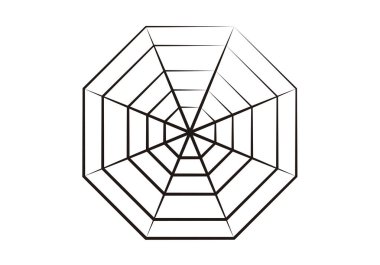 Beyaz arkaplanda örümcek ağı simgesi.