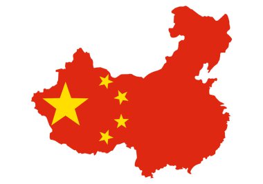 Beyaz arka planda bayrağı olan Çin haritası