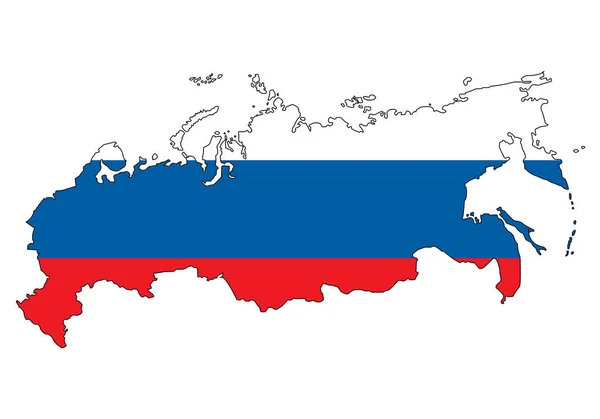 Térkép Oroszország Zászlóval Fehér Háttér — Stock Vector