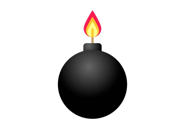 Icône Noire Bombe Allumée Sur Fond Blanc — Image vectorielle