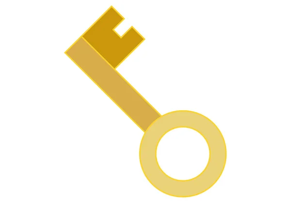 Goldenes Schlüsselsymbol Auf Weißem Hintergrund — Stockvektor