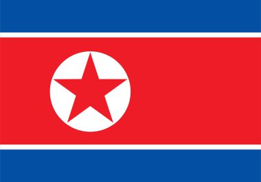 Beyaz arka planda Kuzey Kore bayrağı