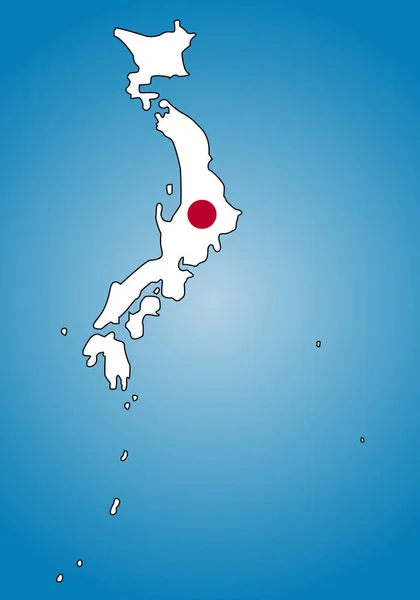Mapa Japonii Flagą Niebieskim Wzniesieniu — Wektor stockowy