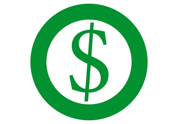 Grön Dollar Valuta Symbol Vit Bakgrund — Stock vektor