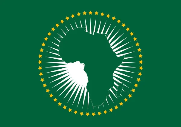 Bandera Unión Africana Bandera Con Silueta Del Continente Africano Las — Vector de stock