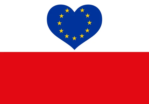 Прапор Польщі Прапором Формі Серця — стоковий вектор