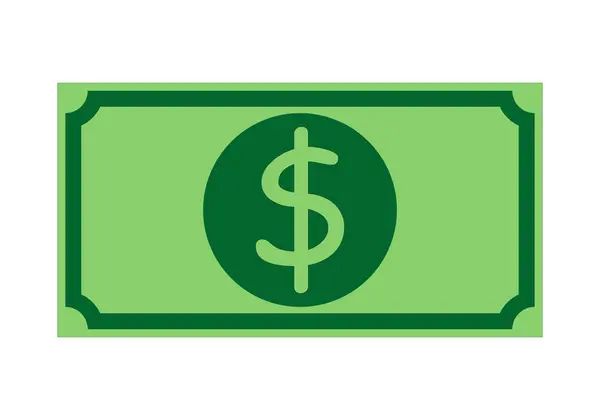 Grön Dollarsedel Ikon Vit Bakgrund — Stock vektor