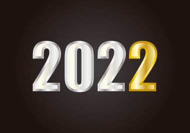 2022 gümüş ve altınla siyah arkaplan.