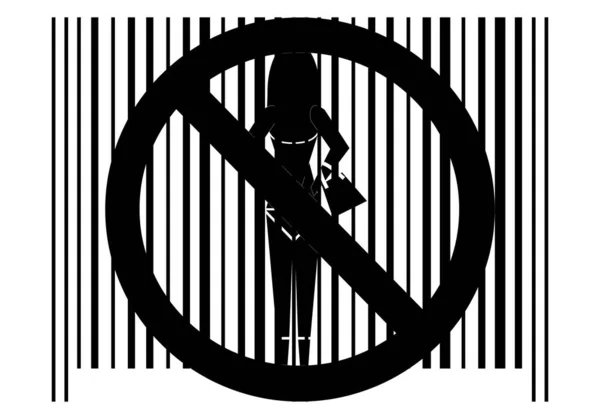 Проституция Запрещена Отмена Проституции Штрих Код Силуэтом Проститутки Запрещенным Знаком — стоковый вектор