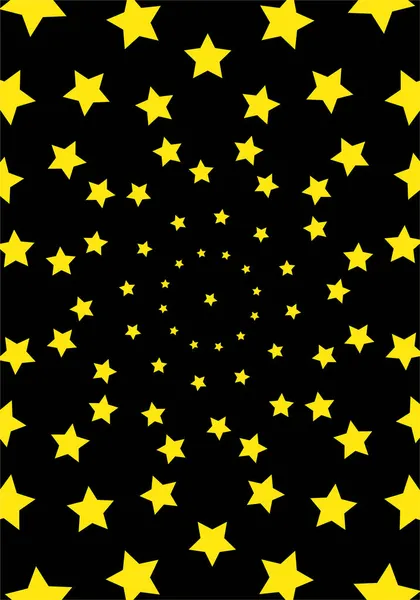 黒の背景に黄色の星の円形の背景 — ストックベクタ