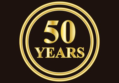 50. yıl dönümü altın dairesel etiketi.