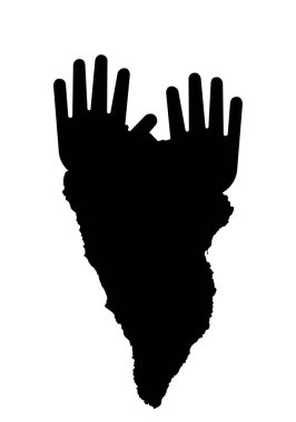 La Palma haritası silueti ve yardım isteyen bazı eller