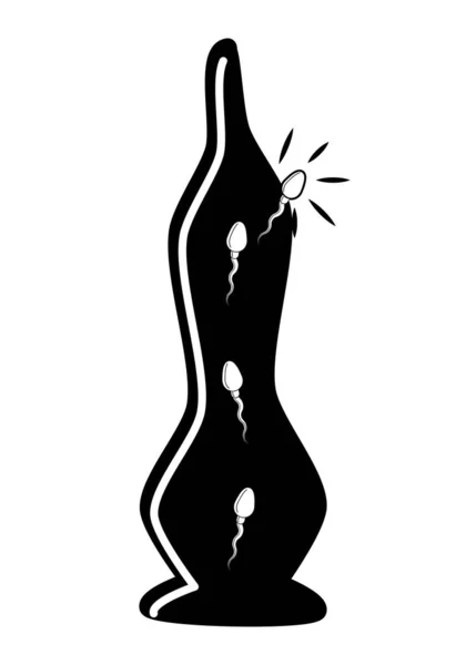 Rozbitý Kondom Nebo Symbol Kondomu Prosakujícím Spermatem Rozbitý Mužský Kondom — Stockový vektor