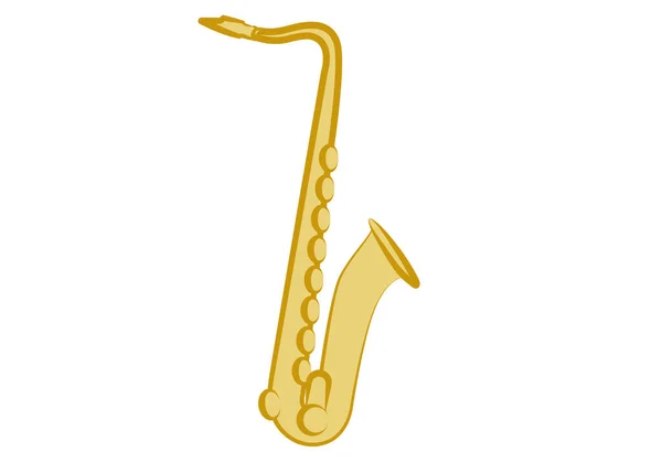 Ícone Saxofone Dourado Fundo Branco — Vetor de Stock