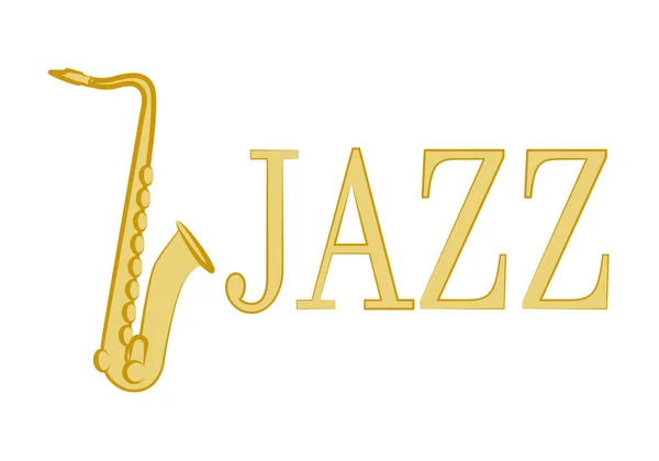 Ícone Saxofone Dourado Fundo Branco — Vetor de Stock