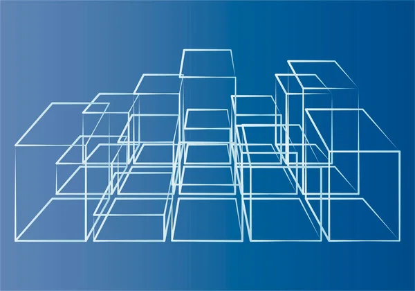 Modré Bloky Letadle Představujícím Město — Stockový vektor
