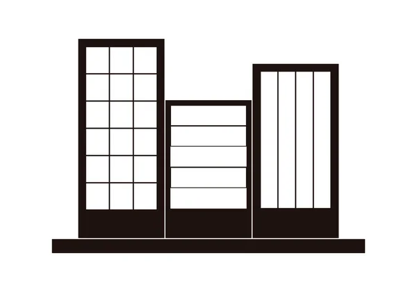 Black Icon Tall Buildings White Background — Stock Vector