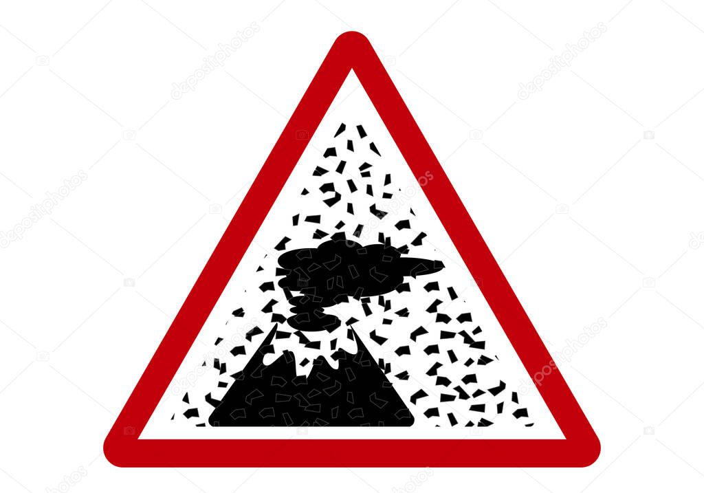 Hazard symbol for volcanic ash and pyroclastic rain