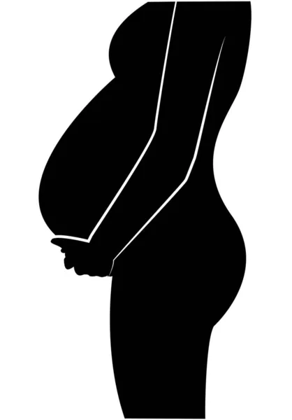 Silueta Negra Una Mujer Embarazada Sobre Fondo Blanco — Archivo Imágenes Vectoriales