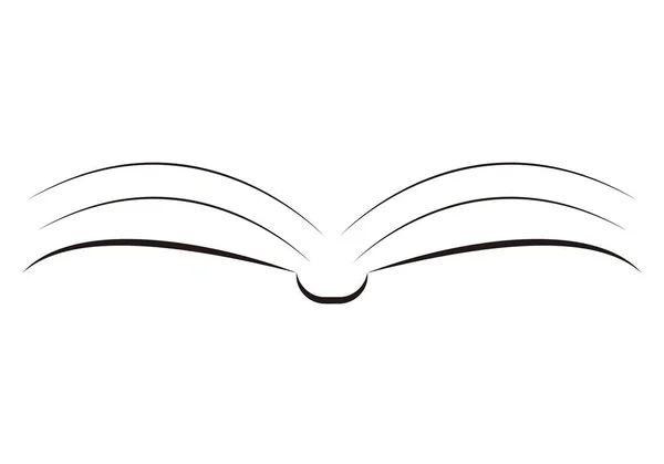 Öppen Bok Svart Symbol Vit Bakgrund — Stock vektor