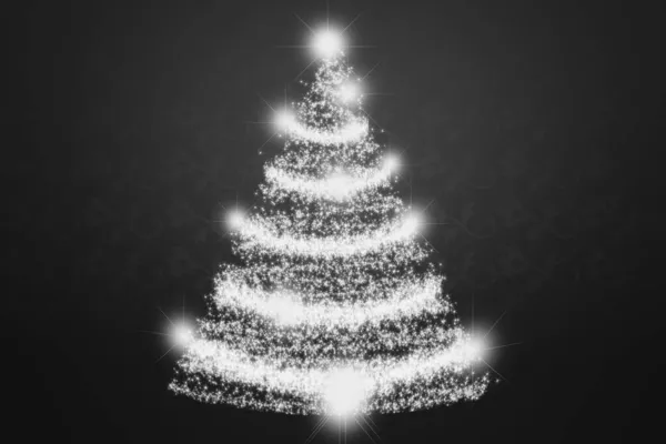 圣诞灰蒙蒙的问候与明亮的圣诞树 — 图库照片