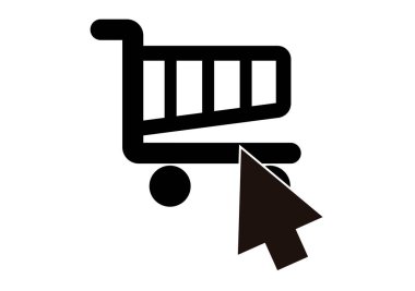 İmleci siyah alışveriş arabası simgesi.