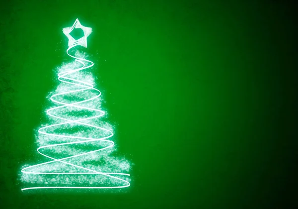 Árbol Navidad Iluminado Sobre Fondo Verde — Foto de Stock