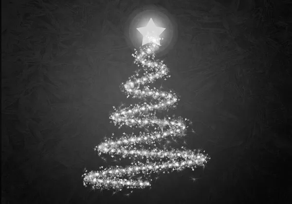 Árvore Natal Iluminada Sobre Fundo Cinza — Fotografia de Stock