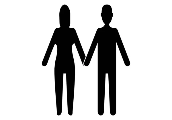 Silhouette Noire Couple Hétérosexuel — Image vectorielle