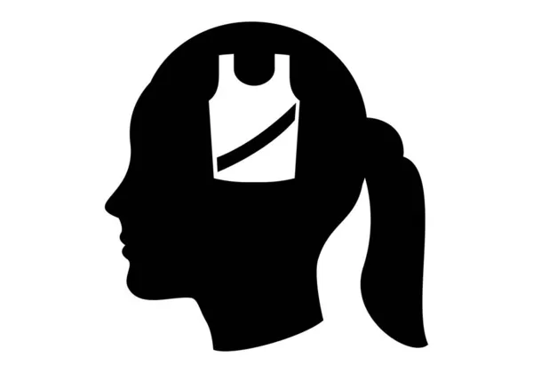 Svart Siluett Ansiktet Kvinna Eller Ung Man Med Symbolen För — Stock vektor