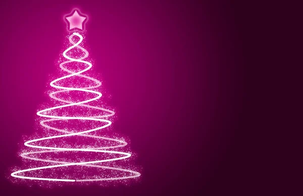 ライトアップされたクリスマスツリーのピンクの背景 — ストック写真