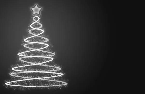 Grijze Achtergrond Met Verlichte Kerstboom — Stockfoto