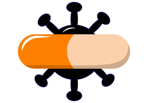 Antiviral Pille Pille Kapsel Eller Tablett Symbol Coronavirus Eller Covid – stockvektor