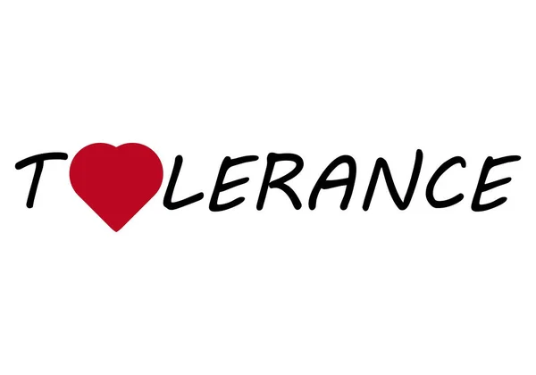 Título Tolerancia Con Corazón Sobre Fondo Blanco — Archivo Imágenes Vectoriales