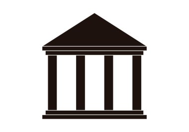 Beyaz arkaplanda siyah tapınak simgesi.