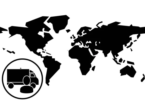 世界上到处都需要卡车 卡车司机或重型车辆司机的标志 世界地图背景为黑色 承运人通缉令 — 图库矢量图片