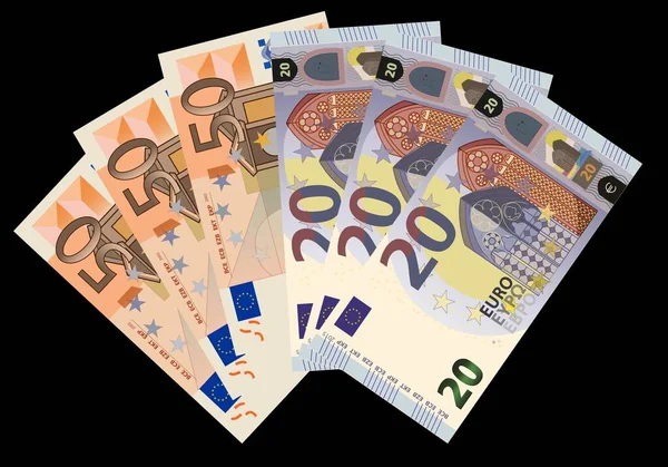 Θαυμαστής Τραπεζογραμματίων Και Ευρώ Μαύρο Φόντο — Φωτογραφία Αρχείου