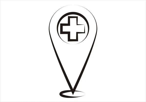 Black Icon Hospital Marker — Stock Vector