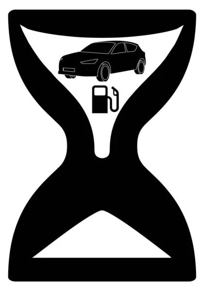 汽油或柴油车的末端 汽油分配器和沙漏的符号 — 图库矢量图片
