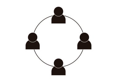 Geri bildirim alan bir şirketteki insanların siyah simgesi.