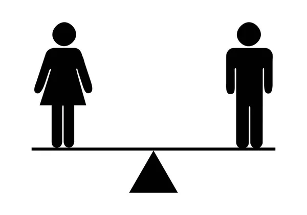 Icono Negro Del Equilibrio Igualdad Entre Hombre Mujer — Archivo Imágenes Vectoriales