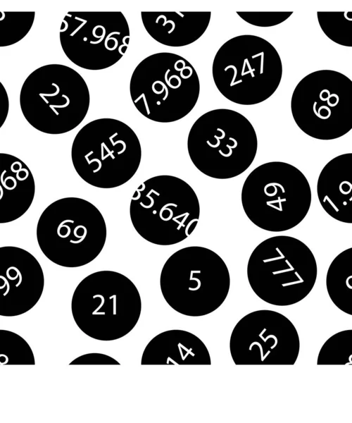Natale Modello Palle Della Lotteria Con Numeri Bianco Nero Sfondo — Vettoriale Stock