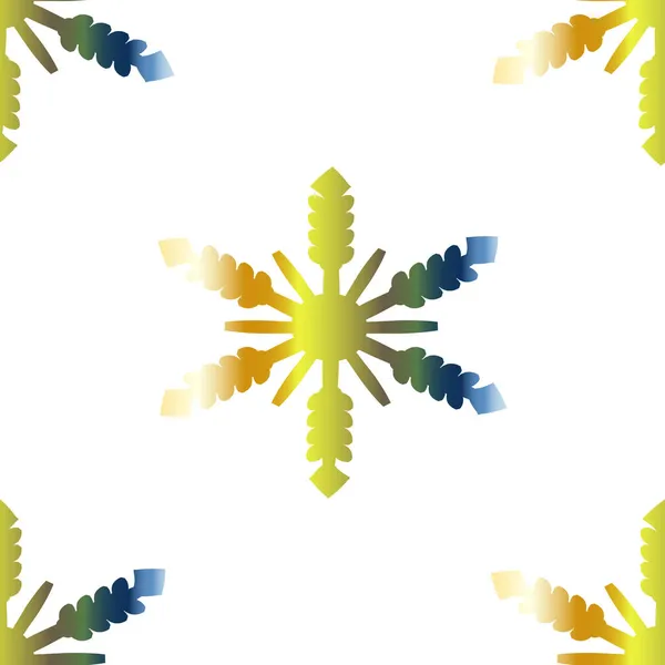 Motif Flocons Neige Dégradé Orange Vert Bleu Sur Fond Blanc — Image vectorielle