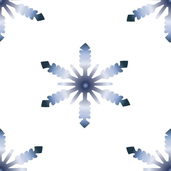 Patrón Copos Nieve Gradiente Azul Sobre Fondo Blanco Fondo Navideño — Vector de stock